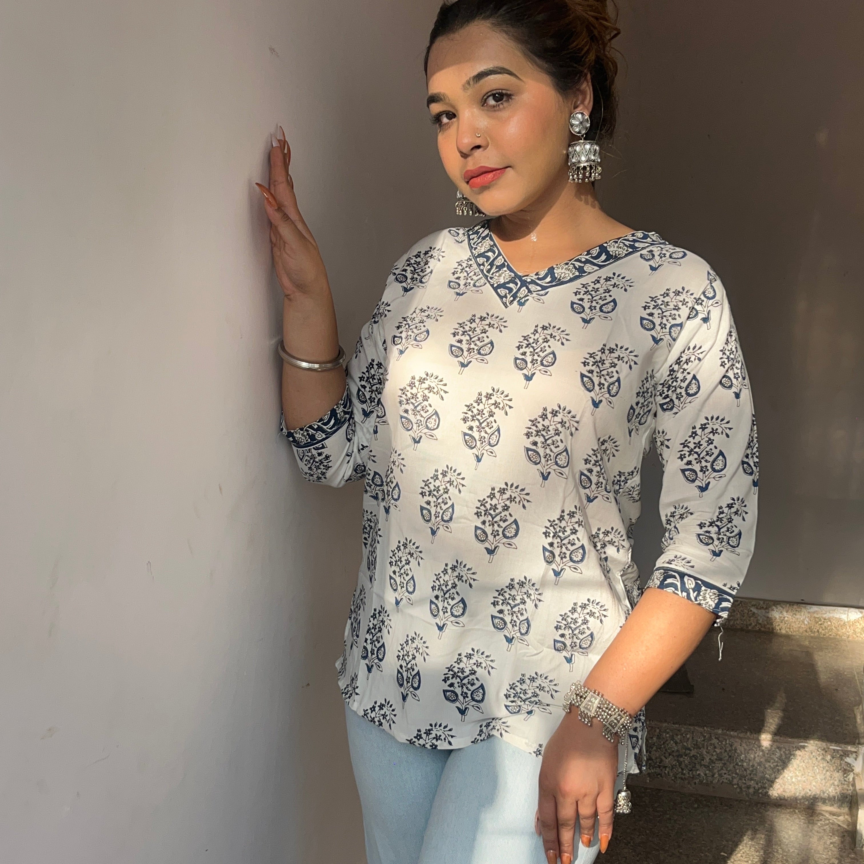 Kavya Kurti Blue Printed