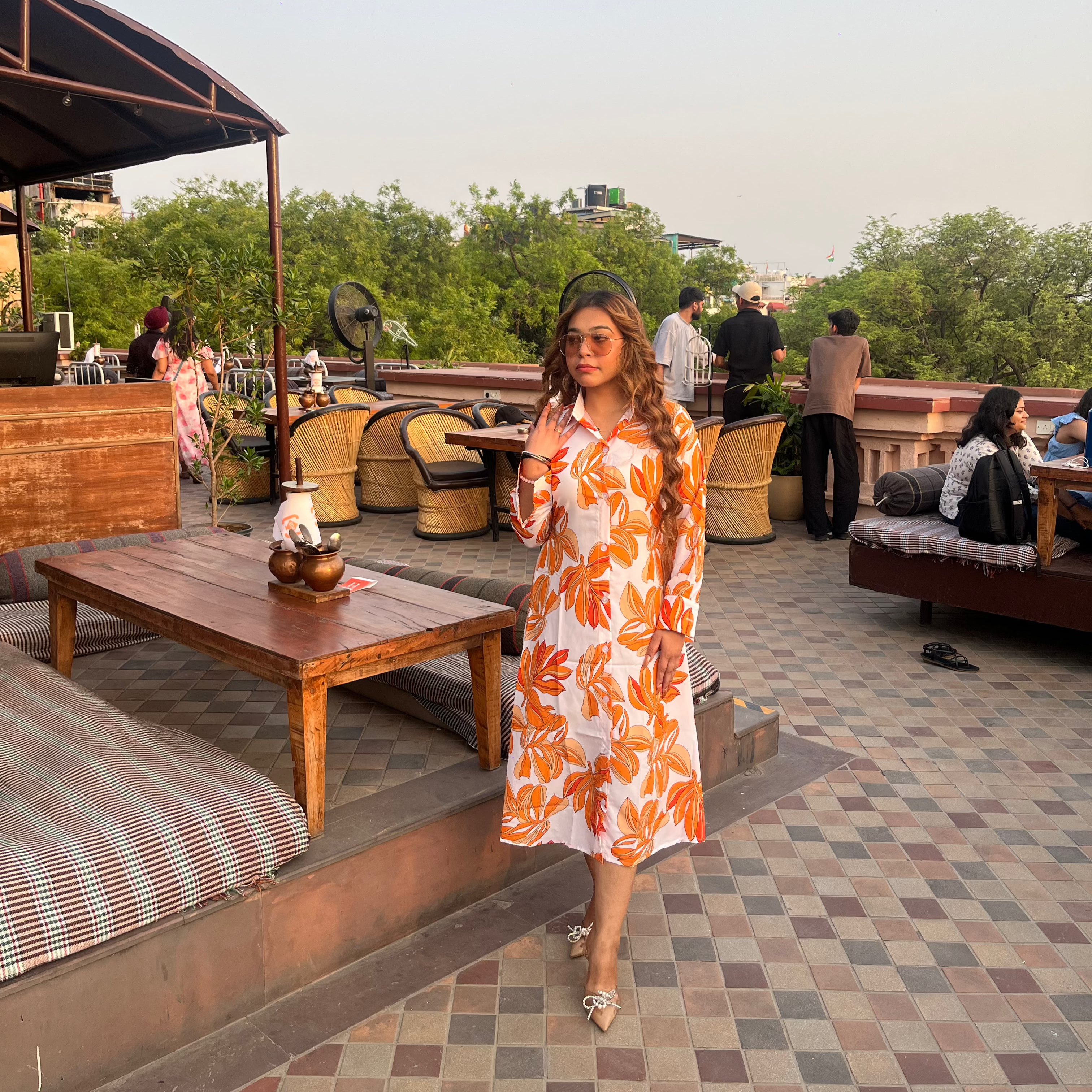 Orange Flower Maxi Dress